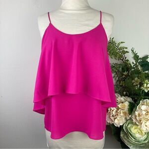 PAPER CRANE blouse | Barbie Pink | sz s | camisole | ruffle